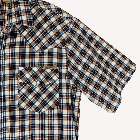 Skechers Plaid Pearl Snap Western Shirt Sz M Work Flap Pockets Short Sleeve Norm - Picture 3 of 12